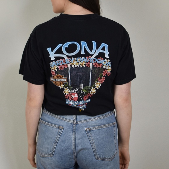 Harley-Davidson Hawaiian Skull Crop Top T-Shirt - Picture 5 of 7